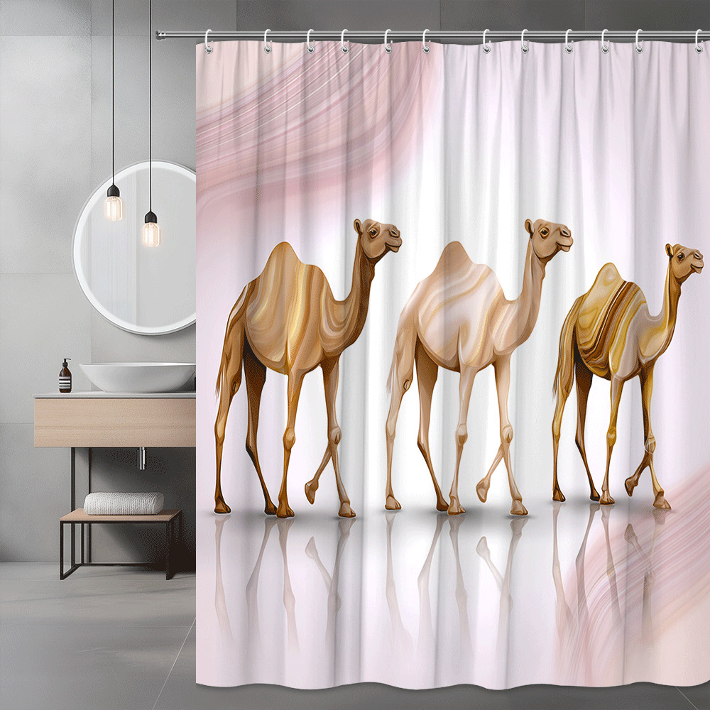 Camel Shower Curtain Pink Abstract Desert Animal Print