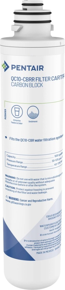 Pentair QC10-CBRR Quick-Change Under Sink Enhanced Carbon Block Filter Replac...