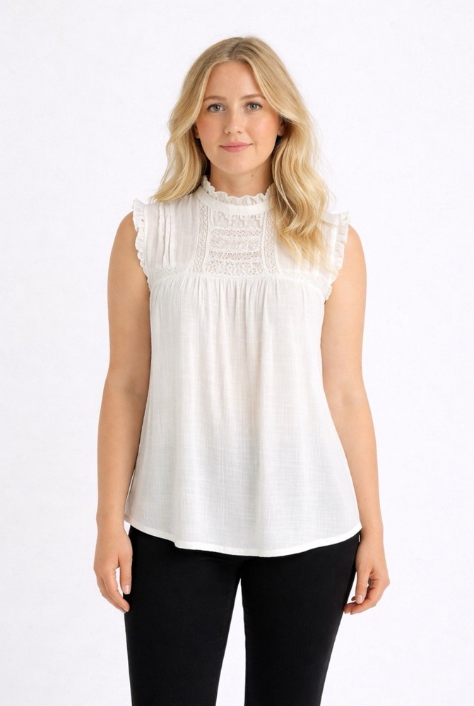 cable gauge tops new medium size Large Sleeveless Blouse Lace Top