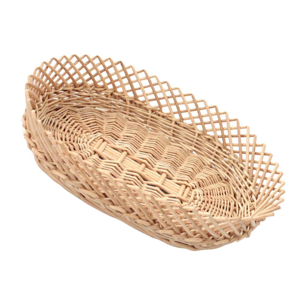 Woven Fruit Basket Oval Baskets Wicker Fruit Bowl Rattan Egg Basket