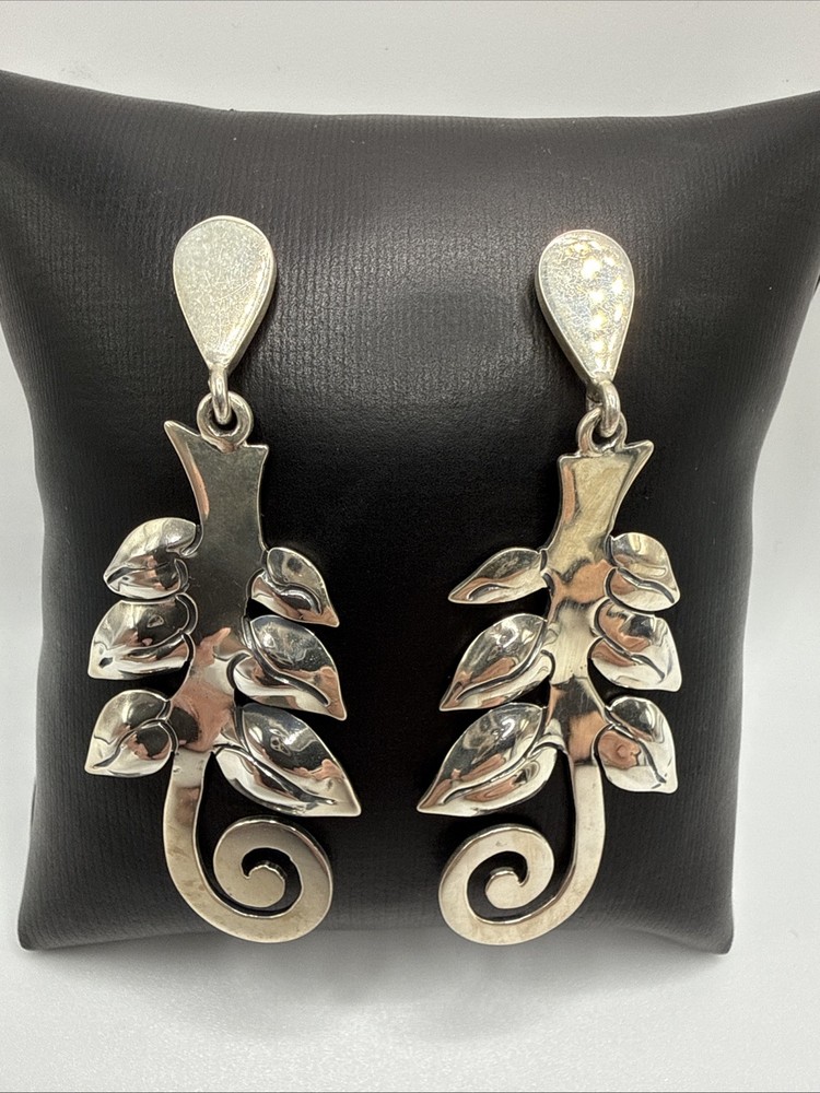 Vtg Brilanti 950 Sterling Silver Long Dangle Drop Earrings. 15.2 Grams.artist Mr