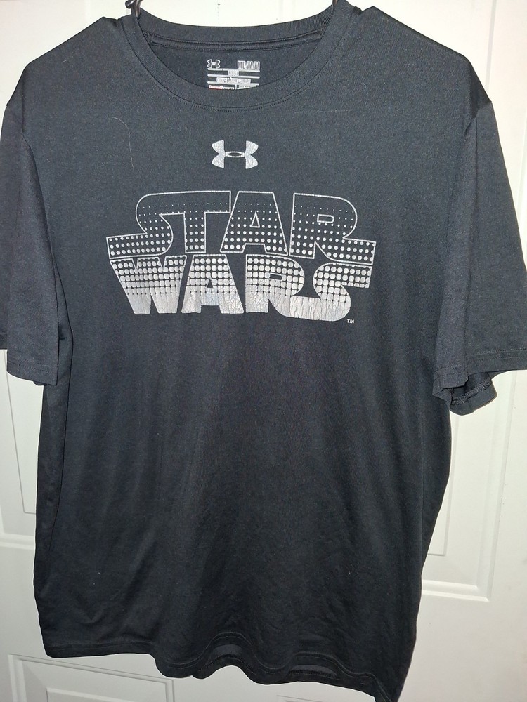 Under Armour Star Wars T Shirt Mens M Black HeatGear Loose Logo Tee