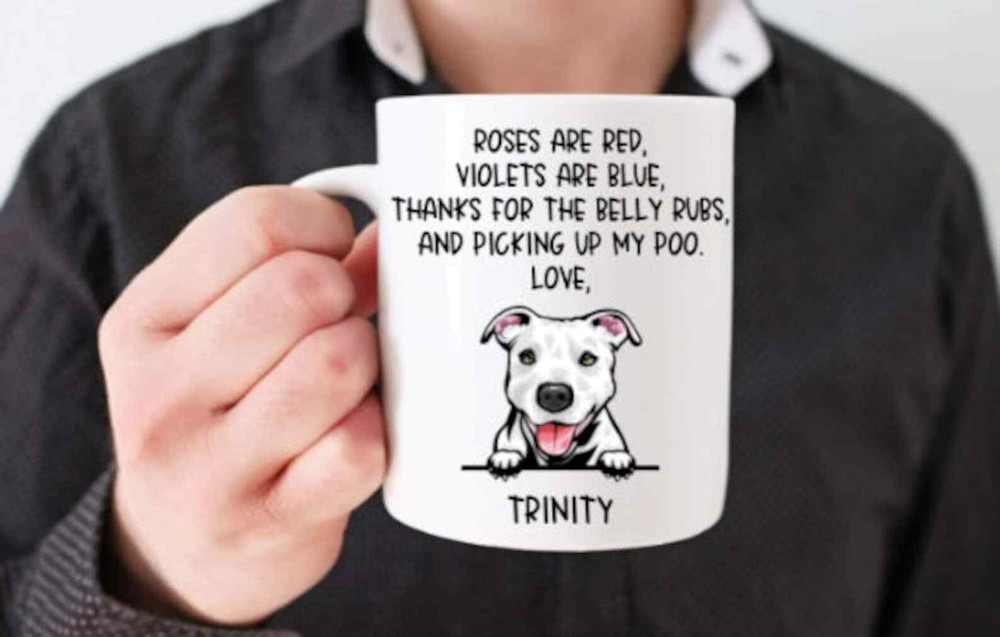 Custom Roses Are Red Peeking Dog Personalized Coffee Mug