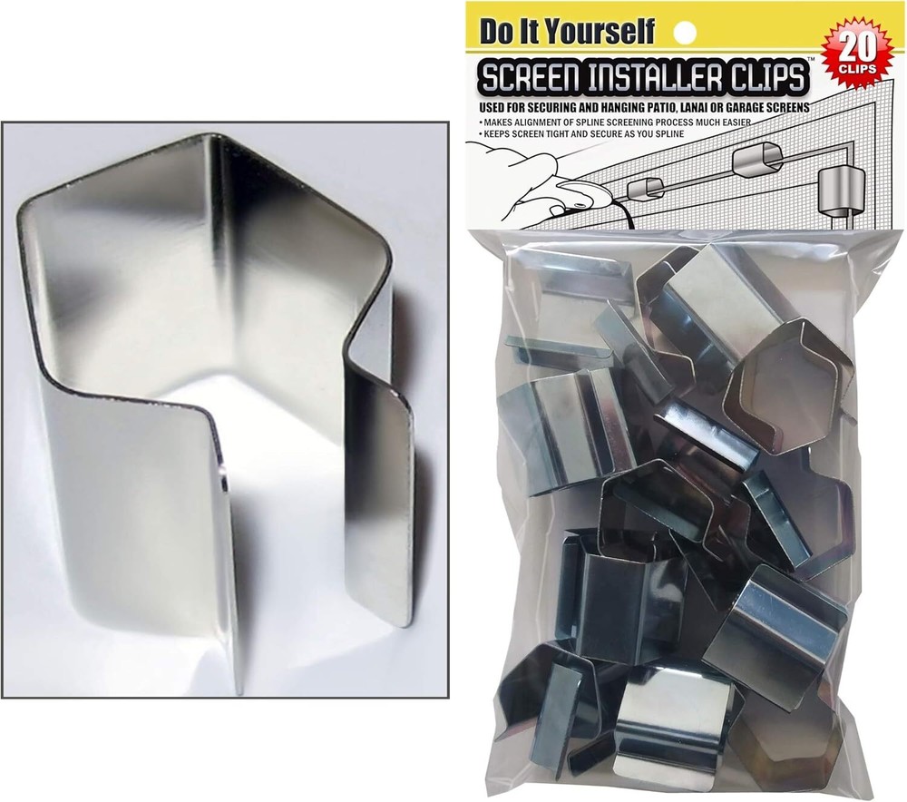 Patio, Lanai and Garage Window Screen Installer Clips (20 Pack Clips)