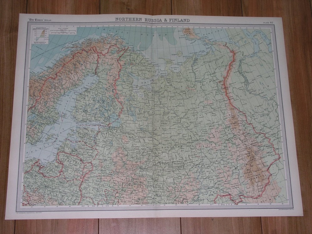 1922 Vintage Map Of Northern Russia Estonia Latvia Lithuania Poland Finland