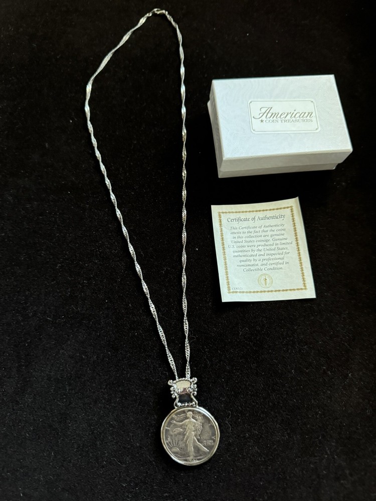 NEW American Coin Treasures Walking Liberty Half Dollar Coin in Silvertone Bezel