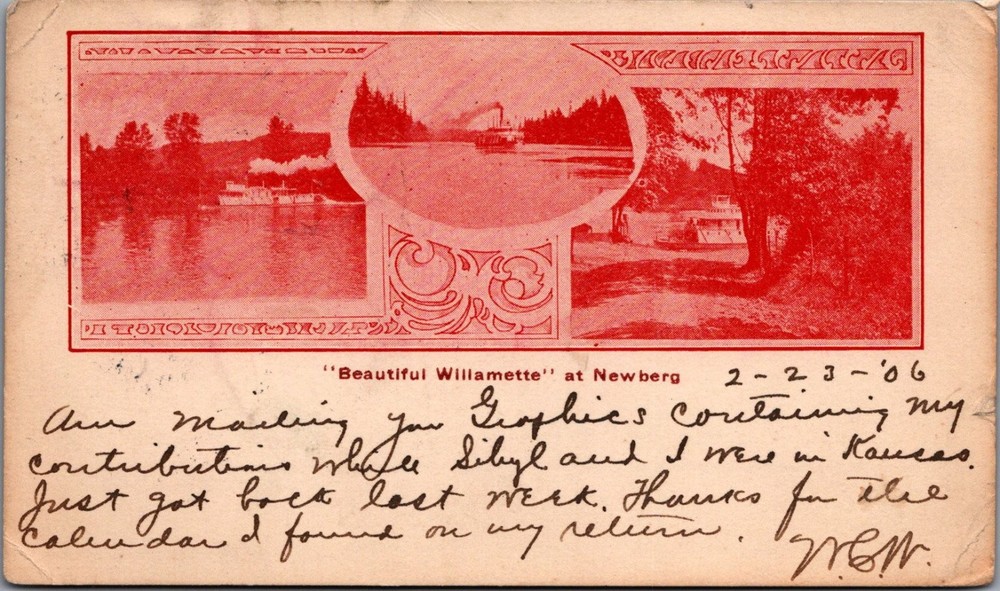 1906 Steamboat Willamette River Newberg Oregon Undivided Postcard