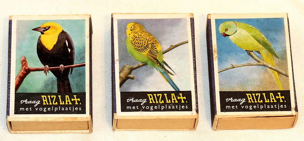 3x Rizla Cigarette Rolling Paper Bird Match Box 1960s