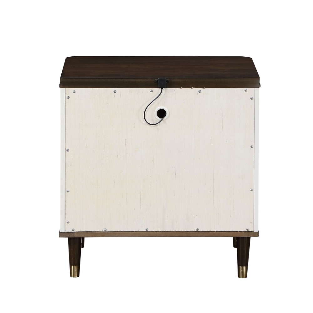 Modern Wood Storage Nightstand Accent Cabinet with Drawers and Shelves