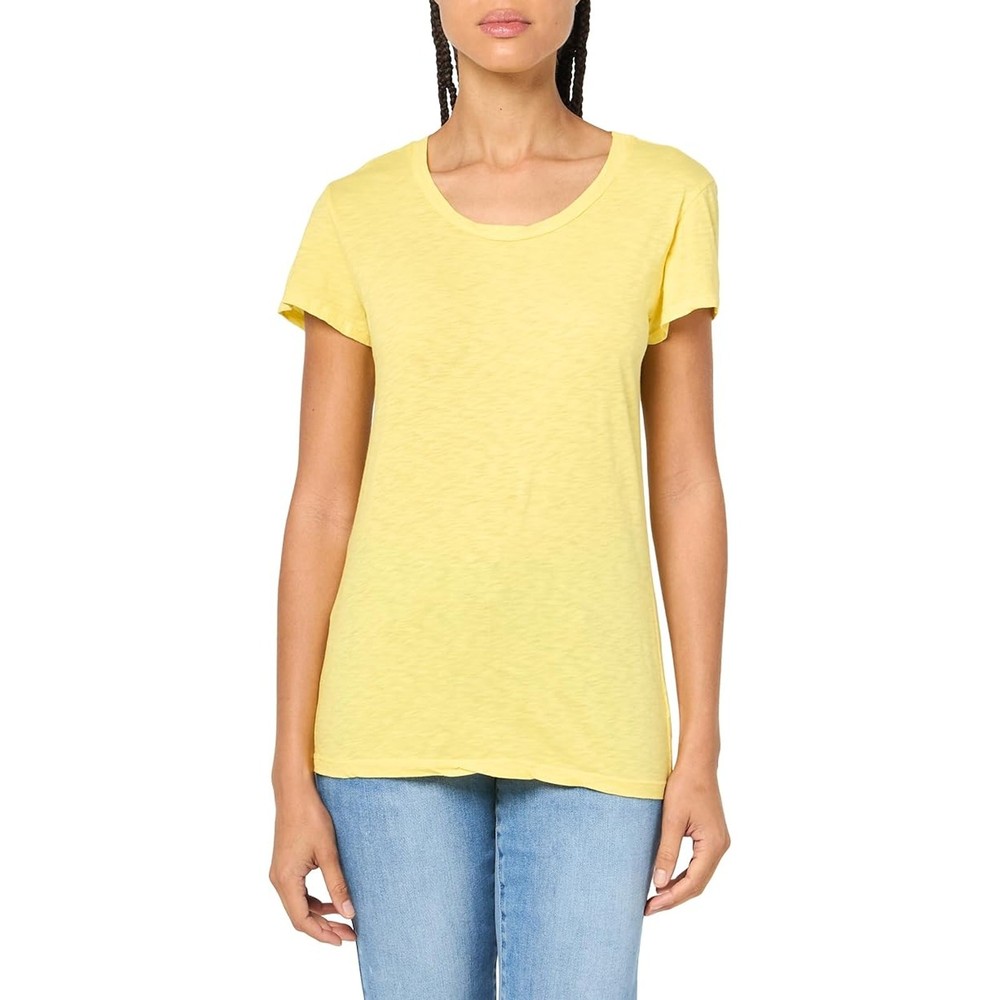 Velvet by Graham & Spencer Women Yellow Cotton Odelia Vintage Slub Tee Size XS