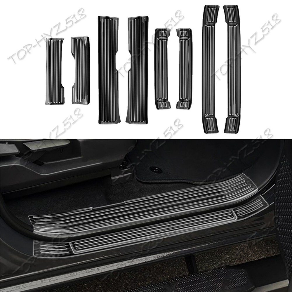 For Toyota Tacoma 2024-2025 Black Stainless Door Sill Panel Cover Trim 8pcs