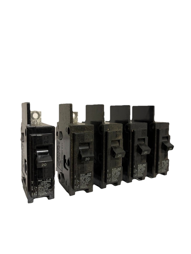 (Lot Of 5) ITE Siemens BQ1B020 Type BQ 1 Pole 20A Circuit Breakers