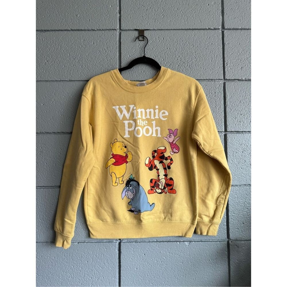 Women's Disney Winnie the Pooh Fleece Crewneck Sweatshirt Size S Kidcore Y2K