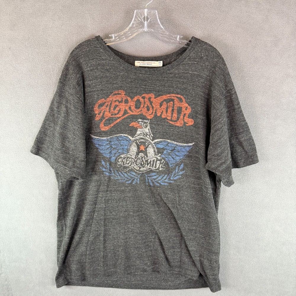 Junk Food For Lucky Brand Aerosmith Graphic T-shirt Mens 2XL Black Heather USA