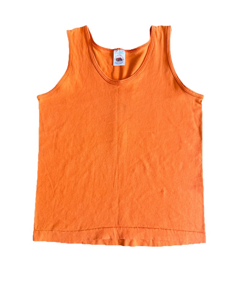 Vintage Fruit Of The Loom Orange Tank Top USA Made Youth Large 90s Grunge