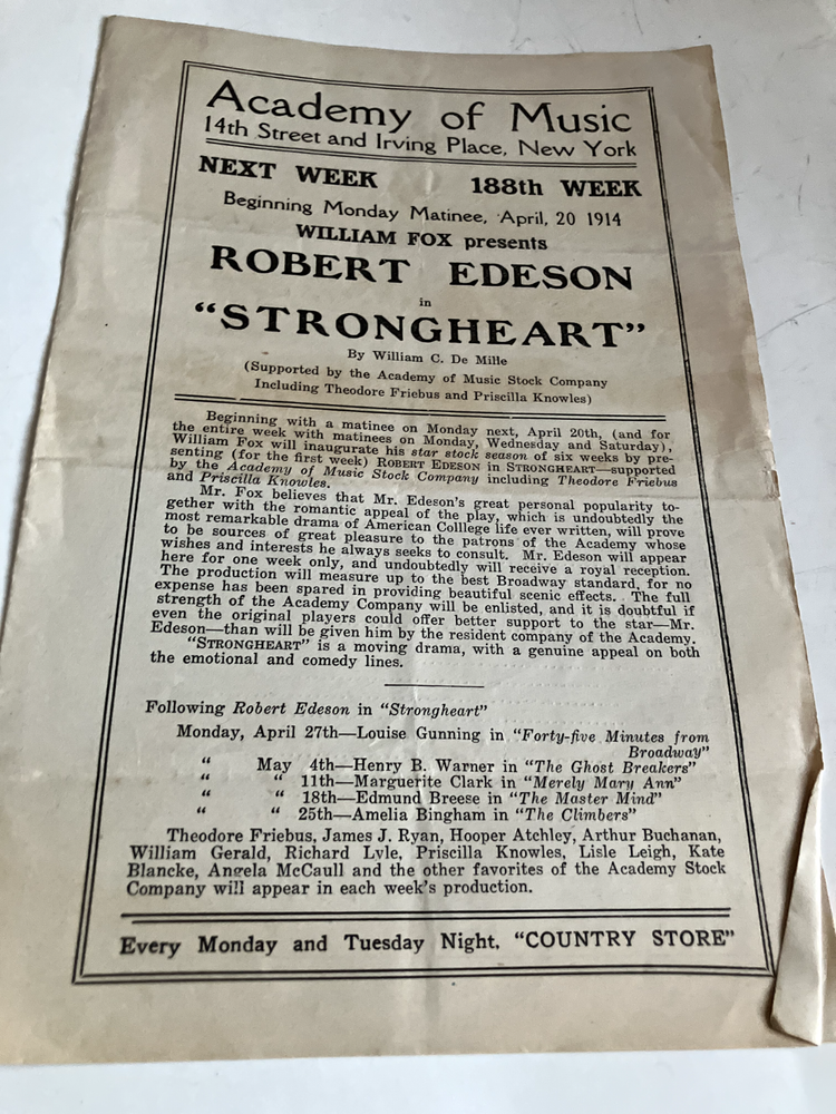 1914 Concert Weekly Program, Academy of Music, New York City, April 20th-image