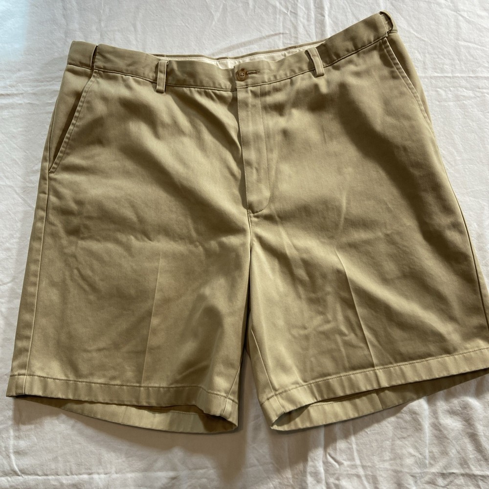 L.L. Bean Mens Chino Shorts 38 Comfort Waist Flat Front Khaki Casual Summer