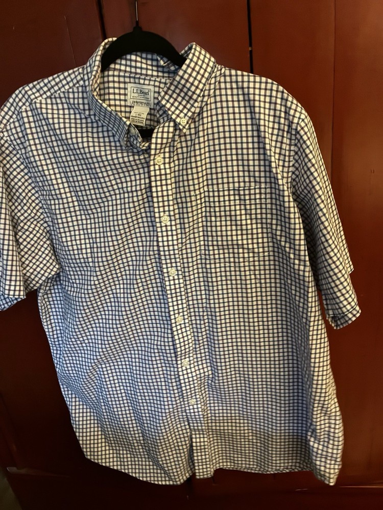 L.L.Bean Traditional Fit Men's L Reg Check Short Sleeve Shirt 502253