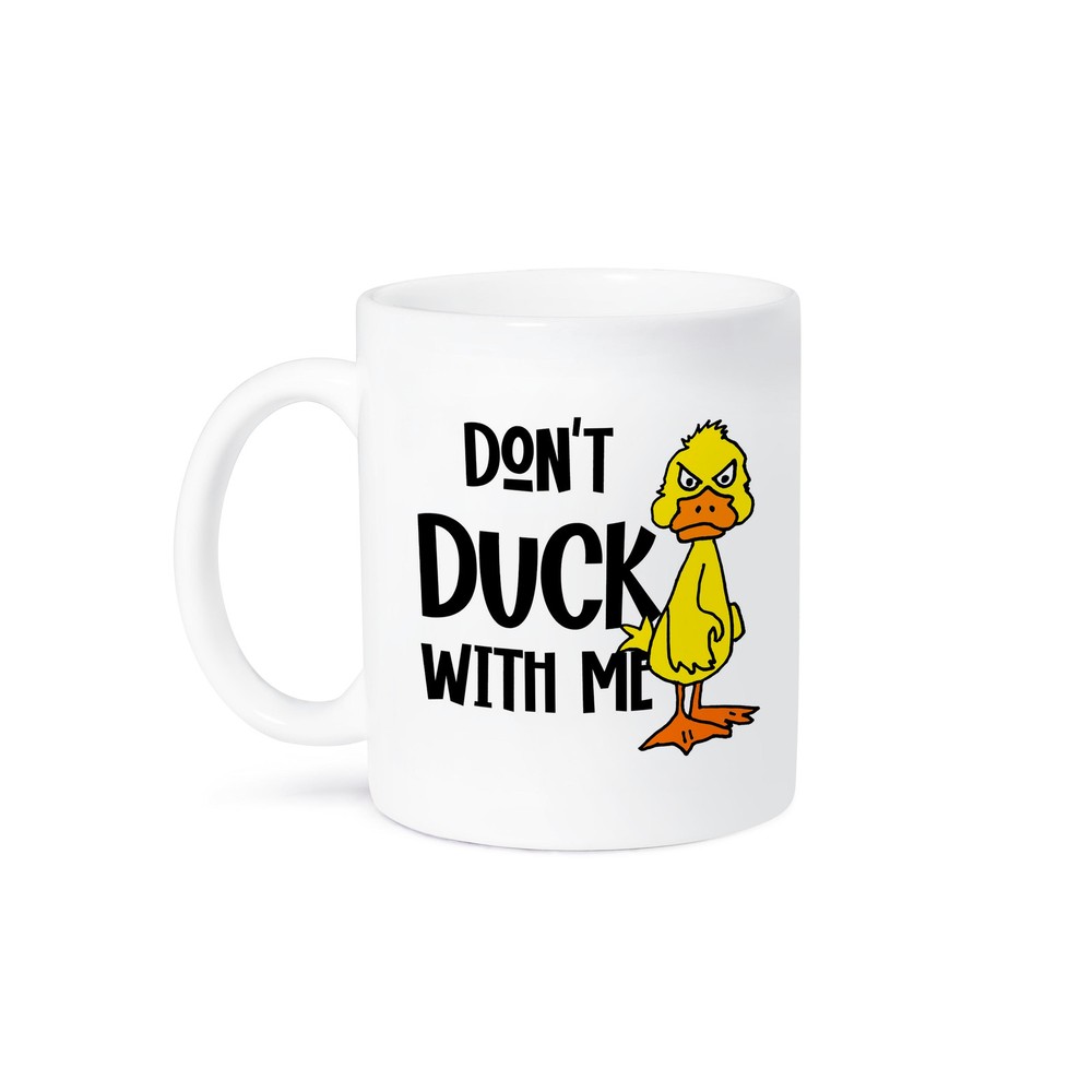 3dRose, Funny Dont Duck with Me Pun with Angry Yellow Duck Satire , Mug