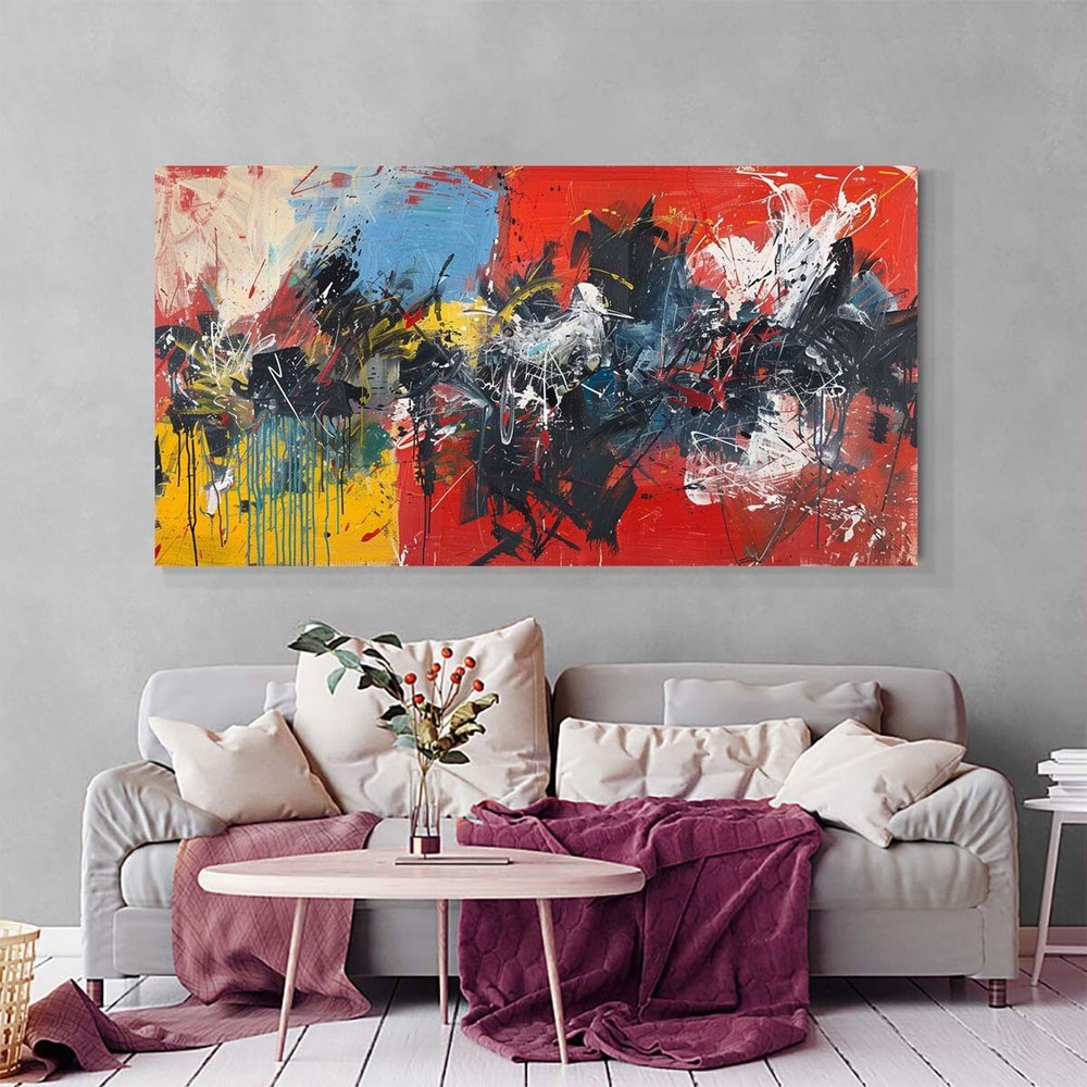 hand painted canvas wall art aesthetic abstract graffiti modern abstract red-image