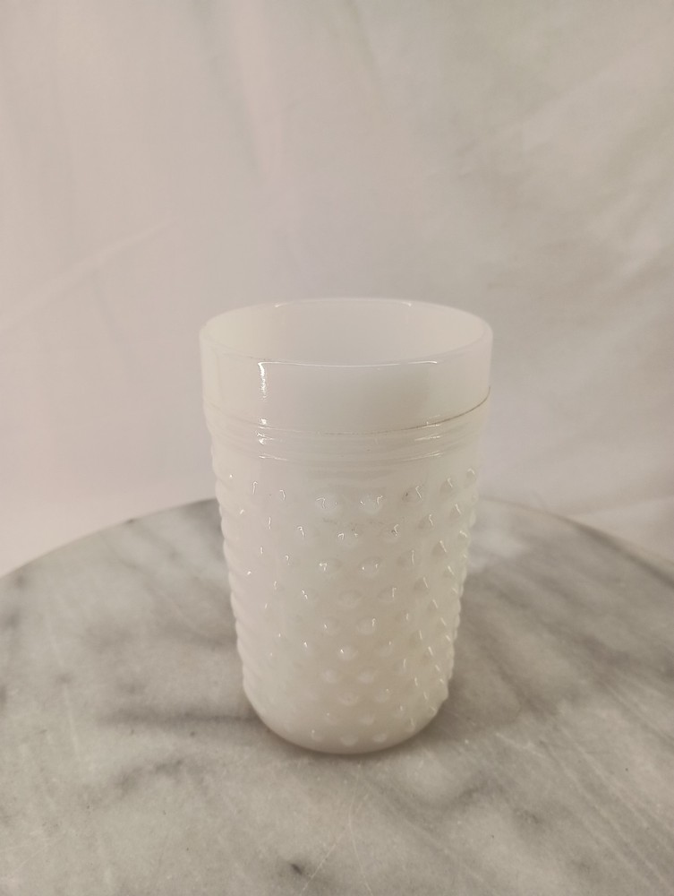 Beautiful Vintage Hobnail Milk Glass Cup Juice Water Drink 4.25