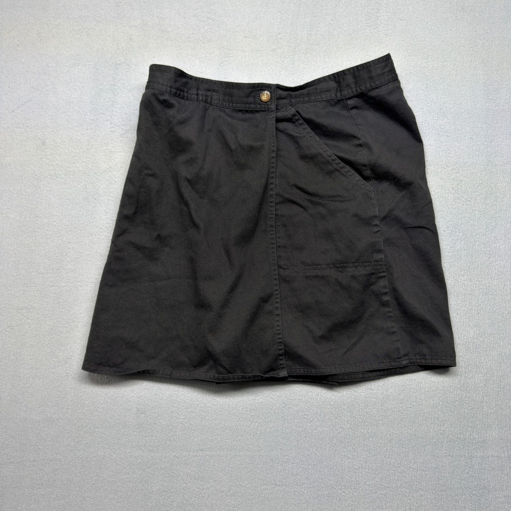 Vintage Y2K Black Wrap Mini Skirt Womens 16 Mall Goth Minimalist