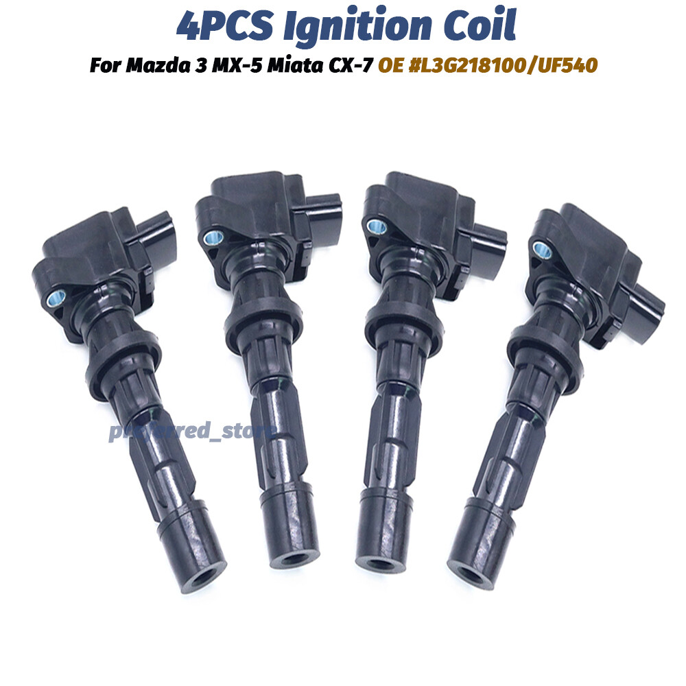 Set of 4 Ignition Coil UF540 For Mazda 3 MX-5 Miata 6 CX-7 06-12 2.0L 2.3L 2.5L
