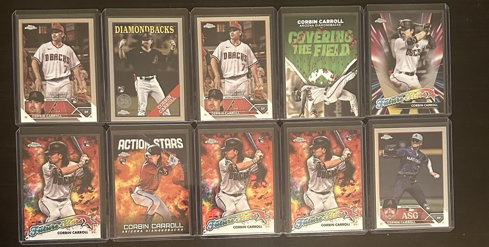 Corbin Carroll 10 Card MLB Lot - RCs/Inserts/Refractors - Arizona Diamondbacks