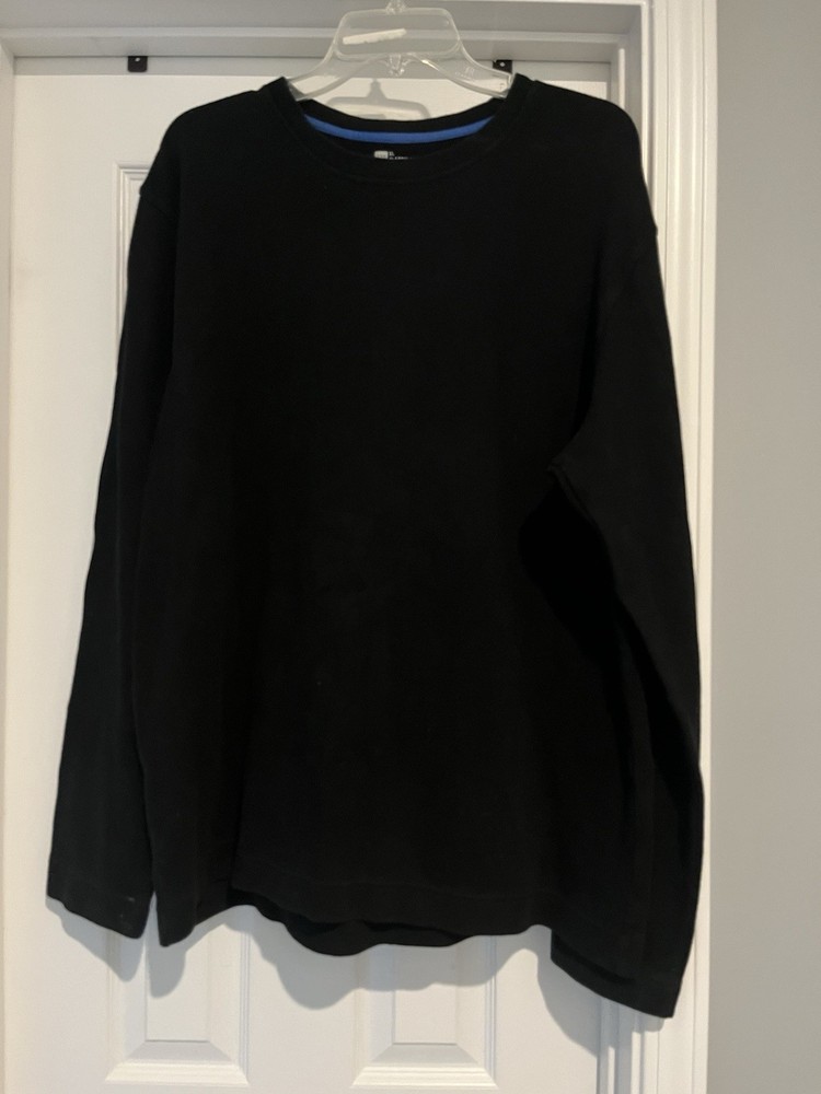 Gap Thermal Shirt Men's Size XL Black Waffle Knit Long Sleeve Crewneck Pullover