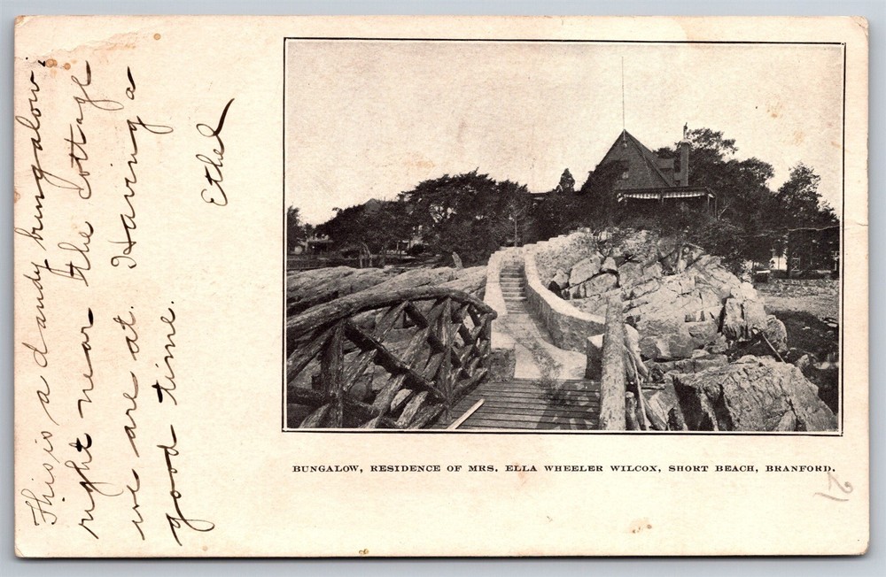 Bungalow Mrs Ella Wheeler Wilcox South Beach Branford CT C1906 UDB Postcard M7
