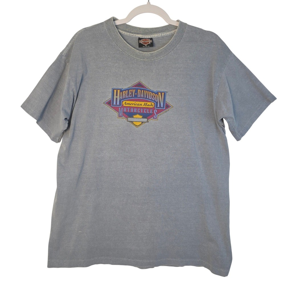 VTG 1993 SS Harley-Davidson Roanoke VA T-Shirt Blue Gray Holoubek Mens Medium