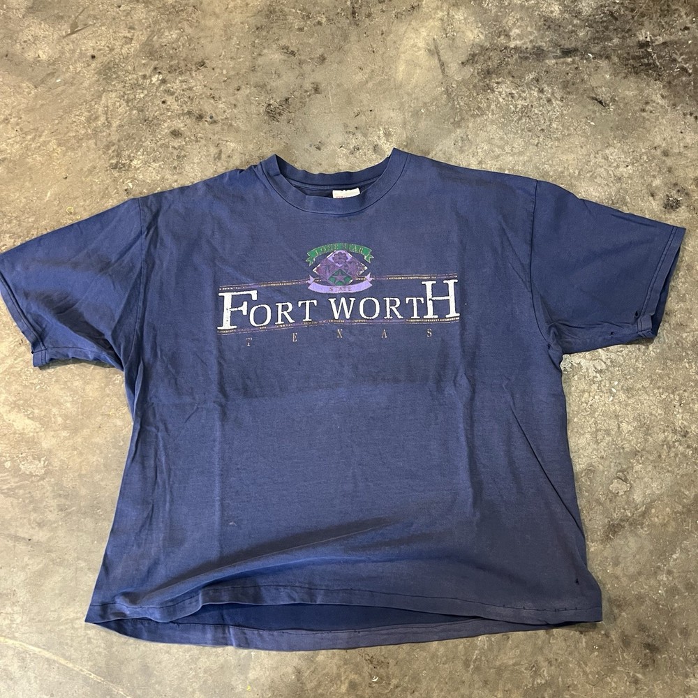 Vintage thrashed Fort Worth Texas cropped T-shirt XL Cut/cropped”” Grunge