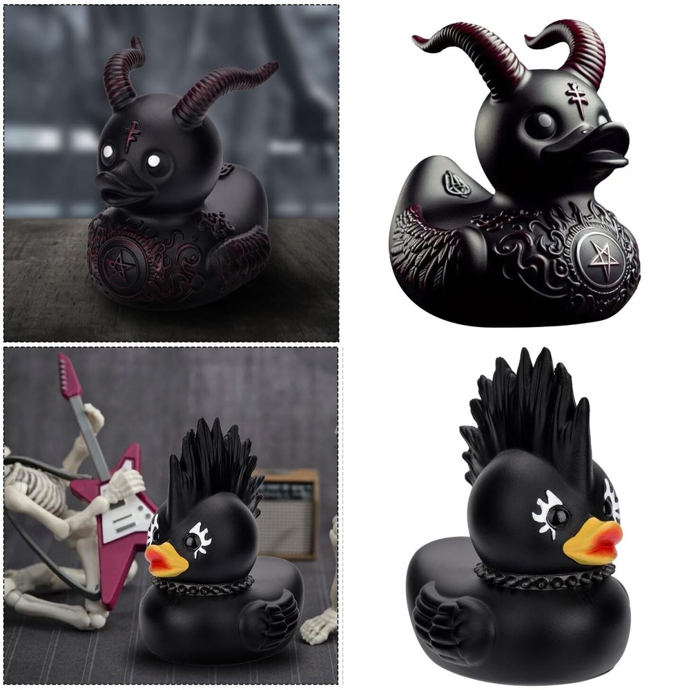 Black Rubber Duck Resin Ducks Funny Satan Ducks Rock Duck Collectible Bath Toy