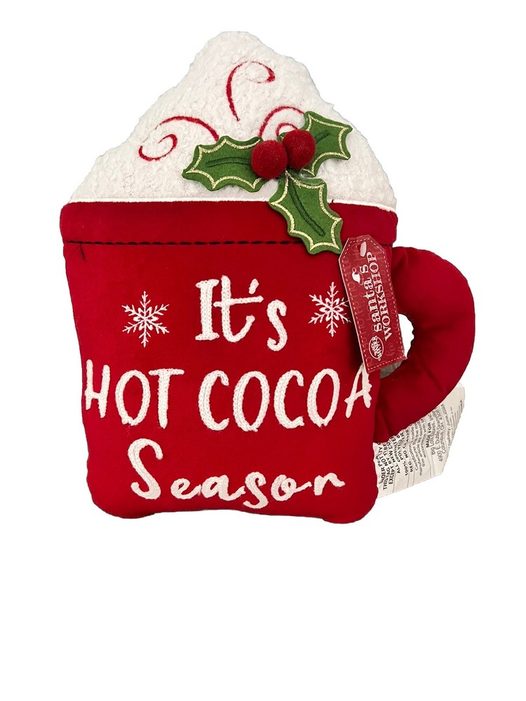 Christmas Mug Of Beverage Red Accent Pillow “ It’s Hot Cocoa Season”-image