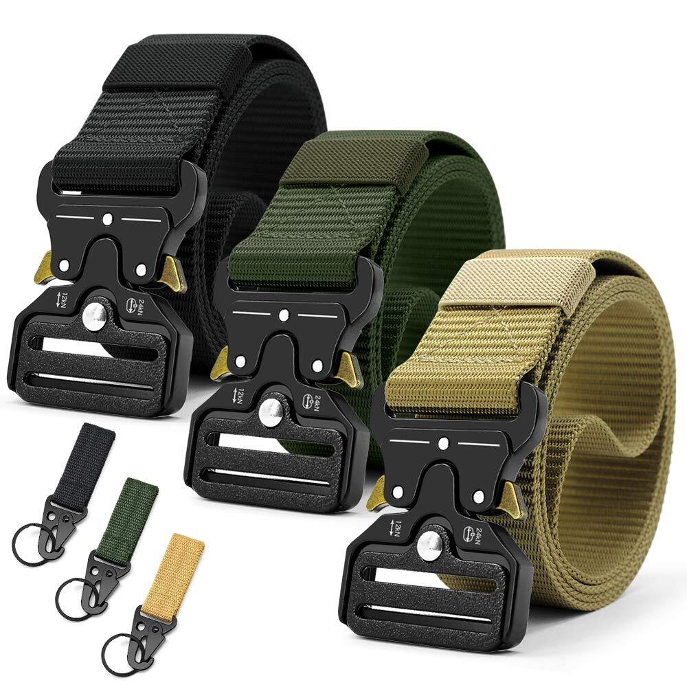 Tactical Belt for Men, 3 Pack Military Nylon Web with Heavy Duty Quick Releas...