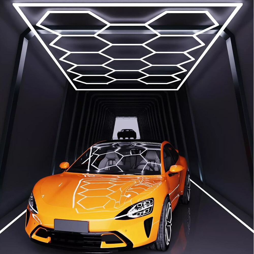 LED Hexagon Garage Lights 6500K Car Detailing Shop Light with Border for Garage~