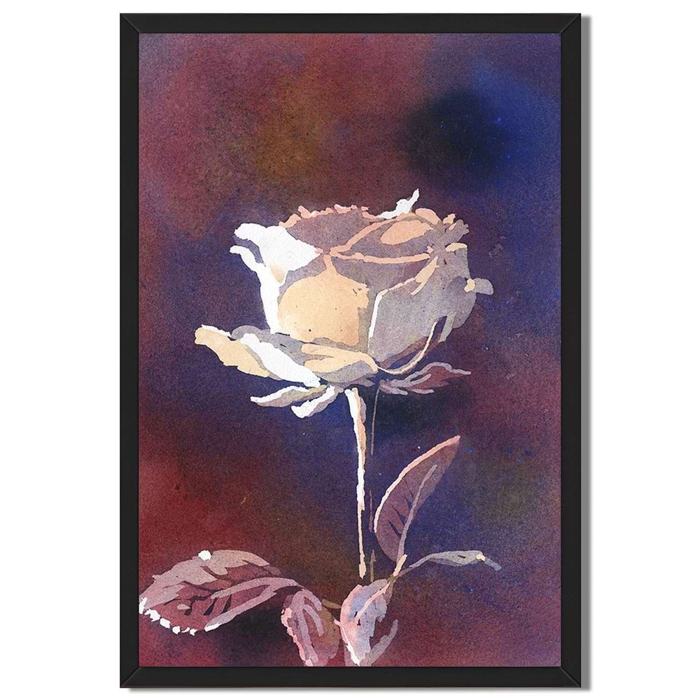 Elegant White Rose Framed Canvas Print Floral Wall Art Home Decor