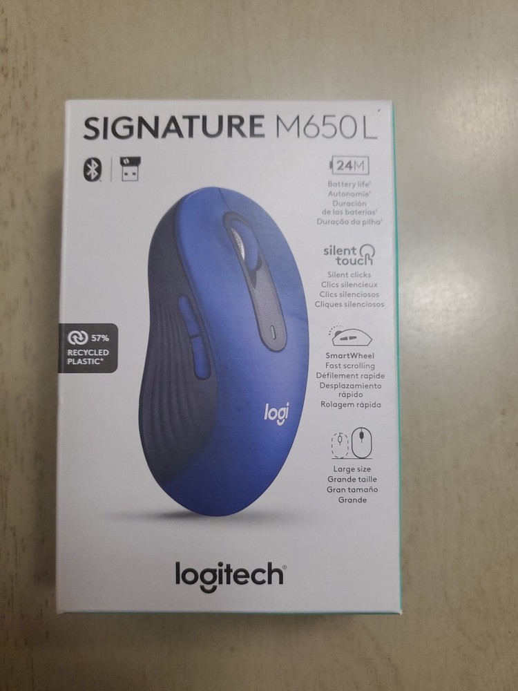 Logitech Signature M650 L Full-size Wireless Scroll Mouse Silent Click New Blue