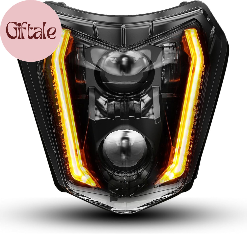 DOT LED Dirt Bike Headlight with DRL Turn Signal, 66W 3000LM High Low Beam Motor