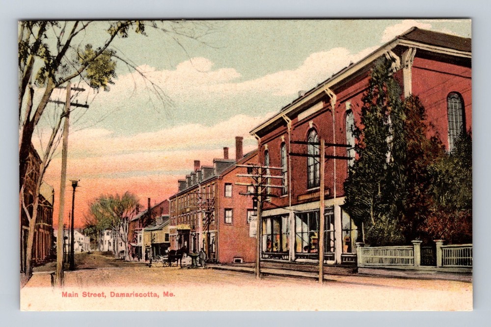 Damariscotta ME-Maine, Scenic View Of Main Street, Souvenir, Vintage Postcard