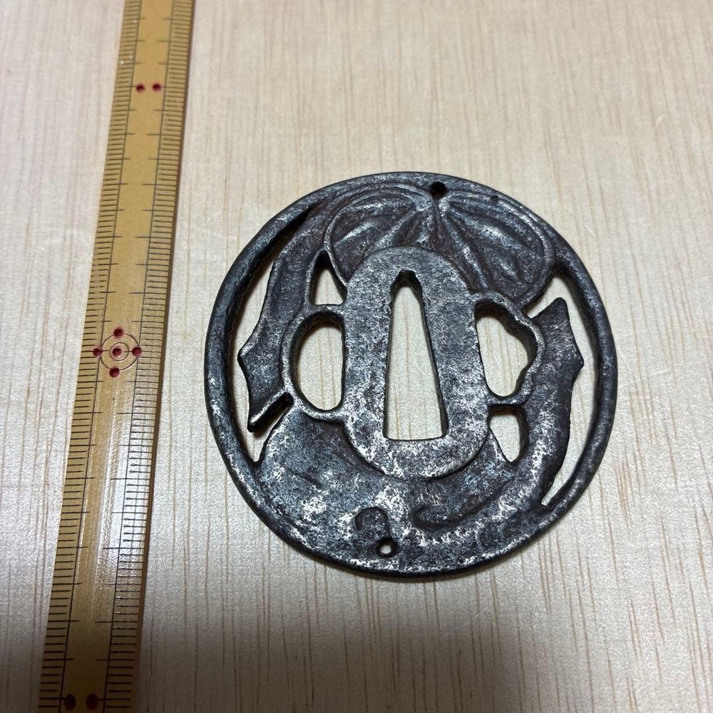 Tsuba Antique Iron Tsuka 82.6g Japanese Sword Fitting Traditional Collectible