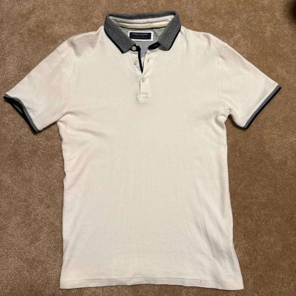 Denim-and-flower Men's White and Cream Shirt