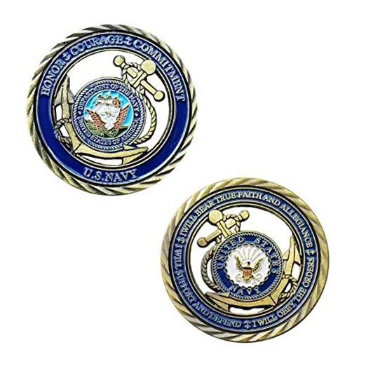 US Navy Core Values Honor Courage Commitment Challenge Coin Collectible
