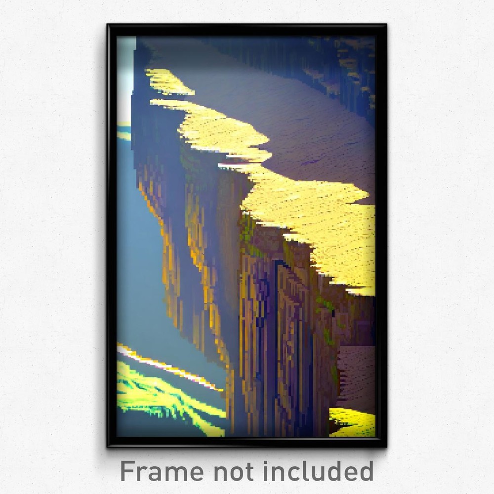8-Bit Pixel Art Poster - Psychedelic Squiggly Cliff Video Game Print