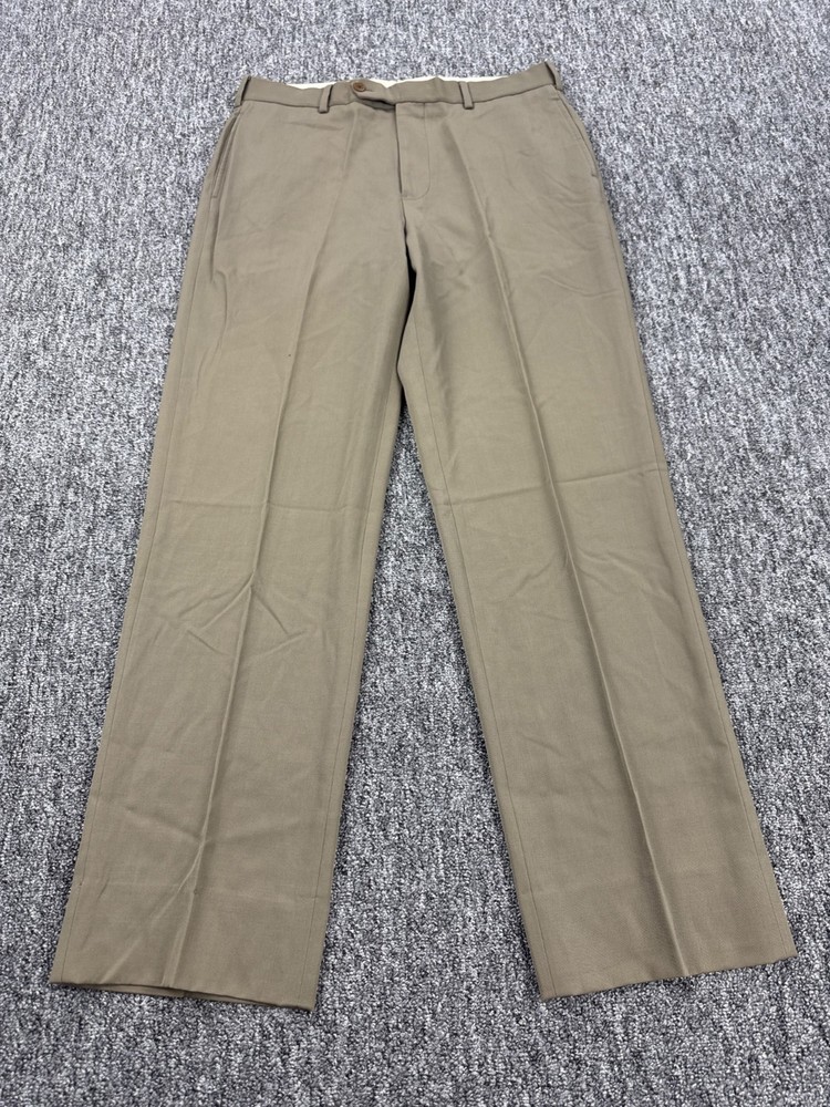 Brooks Brothers Pants Men 34x32 Madison 1818 Khaki Wool Flat Front Trousers
