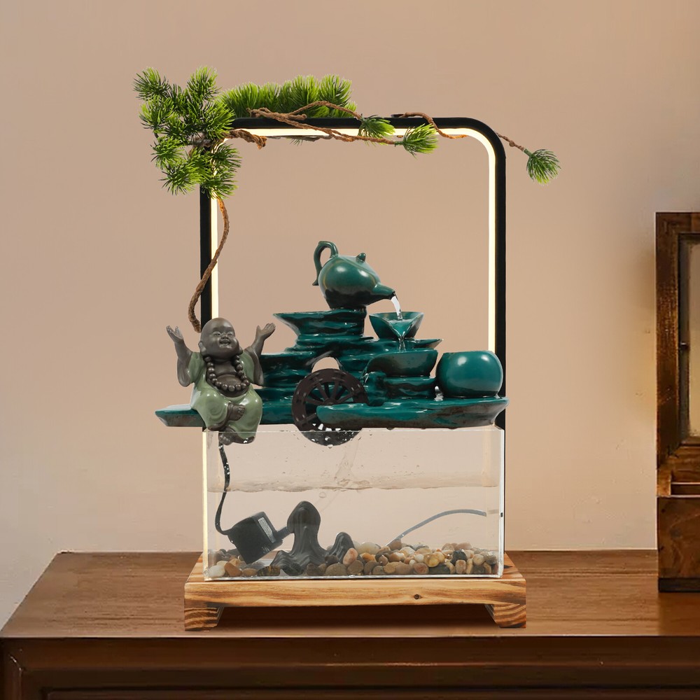 Ceramic Water Fountains, Indoor Water Fountain with LED Light