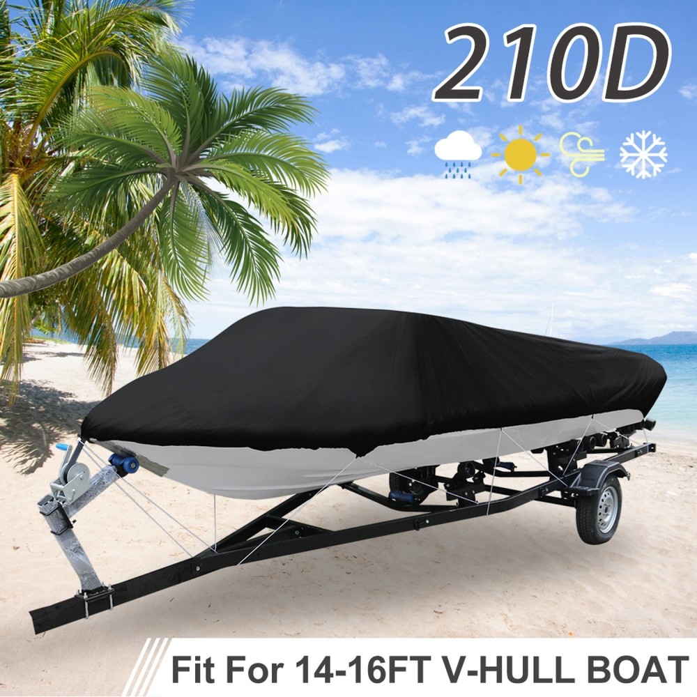 14-16FT Waterproof Fishing Ski Bass Speedboat V-shape Boat Cover 540 x 290cm