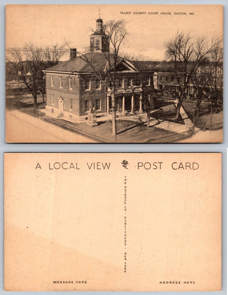 Easton MD Talbot County Court House Vintage Postcard The Mayrose Co. Maryland