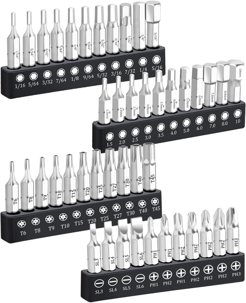44-Piece Screwdriver Bit Set with Torx, Slotted, Phillips & HEX Bits in 1/4 Inch Hex Shank