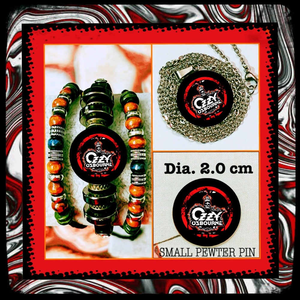 OZZY OSBOURNE ACCESSOIRES 🇺🇸 SET OF THREE 🇺🇸BRACELET➕NECKLACE➕PIN🤘